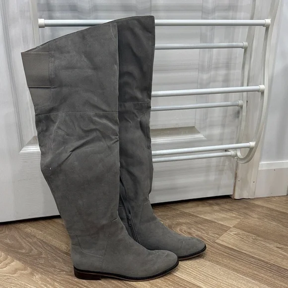 Aldo Gray Suede Over-the-Knee Boots - Picture 1 of 5